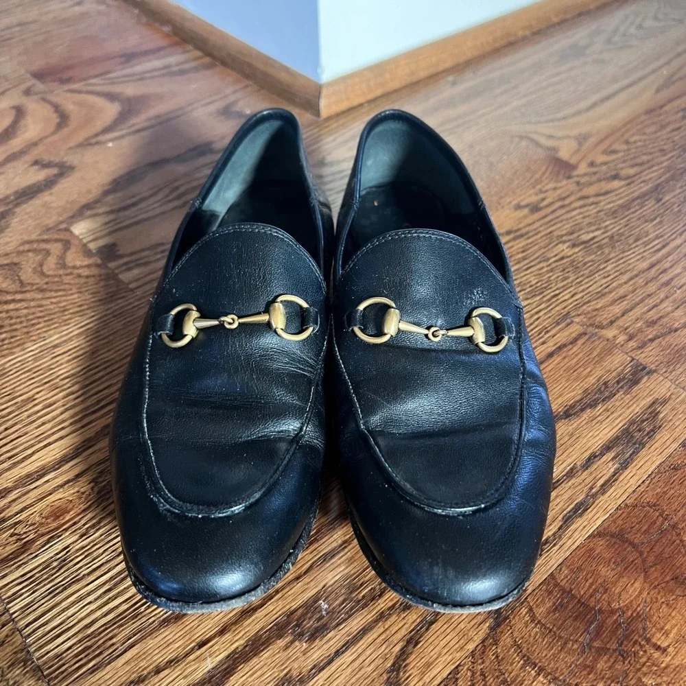 Gucci Brixton‎ Black Leather Horsebit Loafers 414989 38.5 - Picture 5 of 16